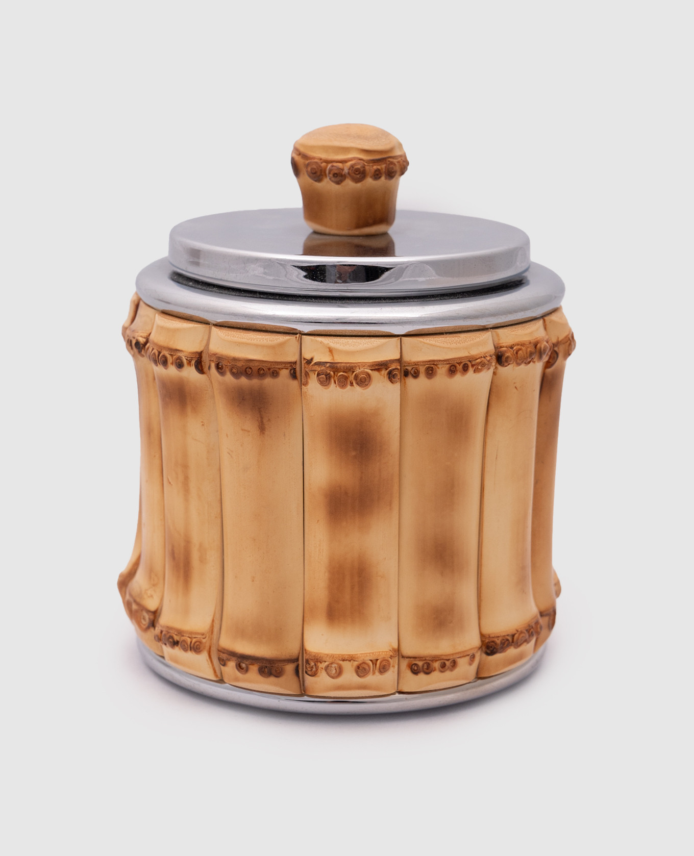 

Container for sanitary products made of cotton with bamboo root decoration Lorenzi MIlano, Brown