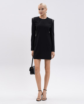 Versace Black wool mini dress with logo patch 10219571A09838