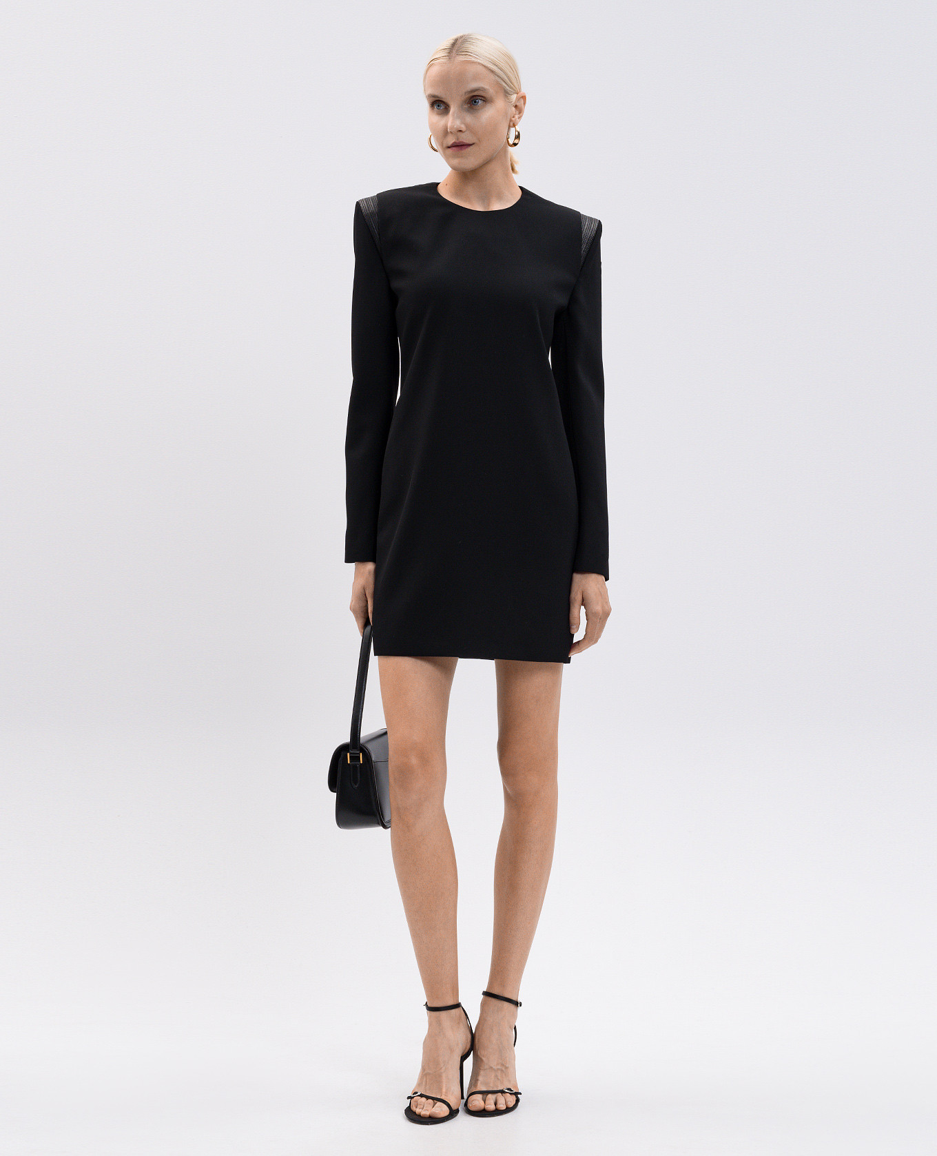 Black wool mini dress with logo patch Versace 2