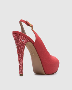 Gina Red sandals with crystals 4255ВЛ13