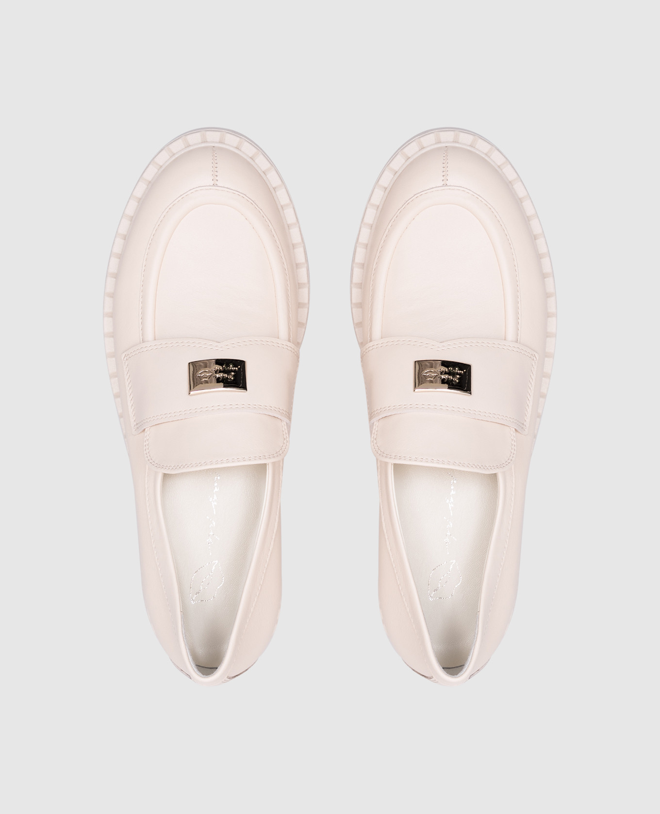Beige leather loafers with logo Babe Pay Pls 4