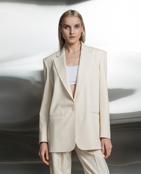 The Andamane Yellow straight-cut jacket with striped wool T153001BTNW036