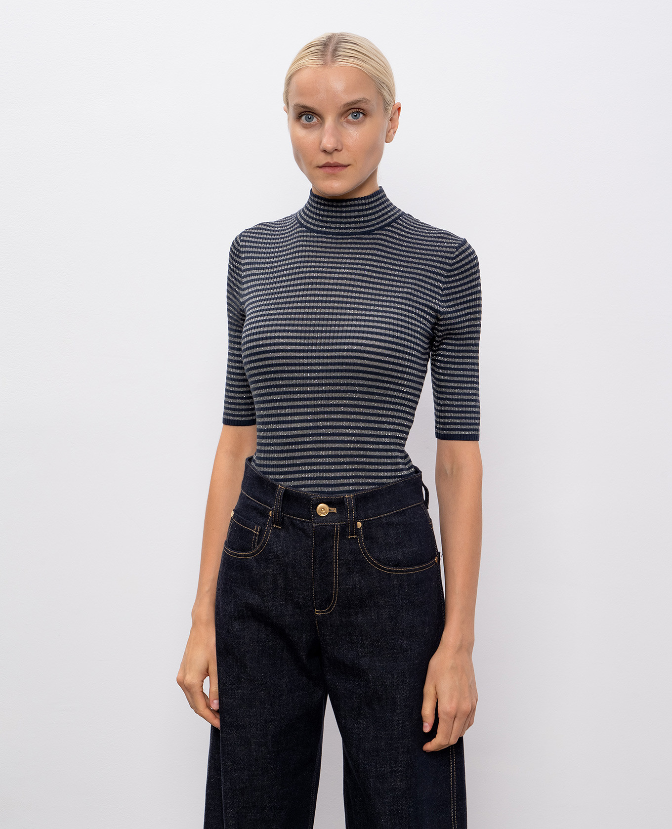 

Striped wool and cashmere top with lurex Brunello Cucinelli, White