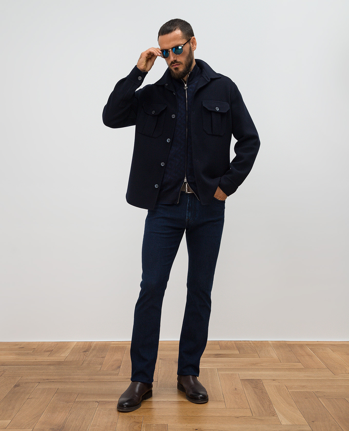 

Blue short coat made of wool in the style of a shirt Stefano Ricci