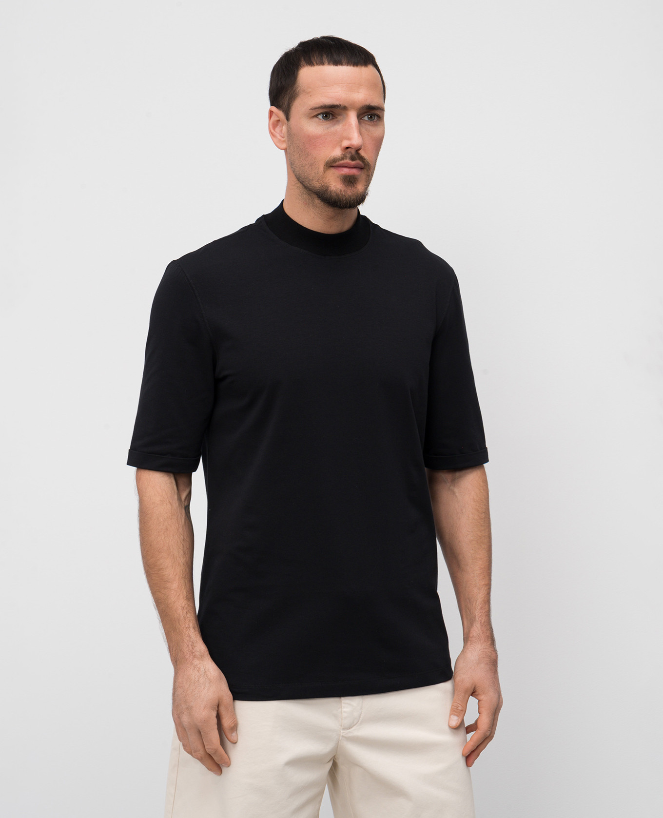 

Black T-shirt with lapels Brunello Cucinelli