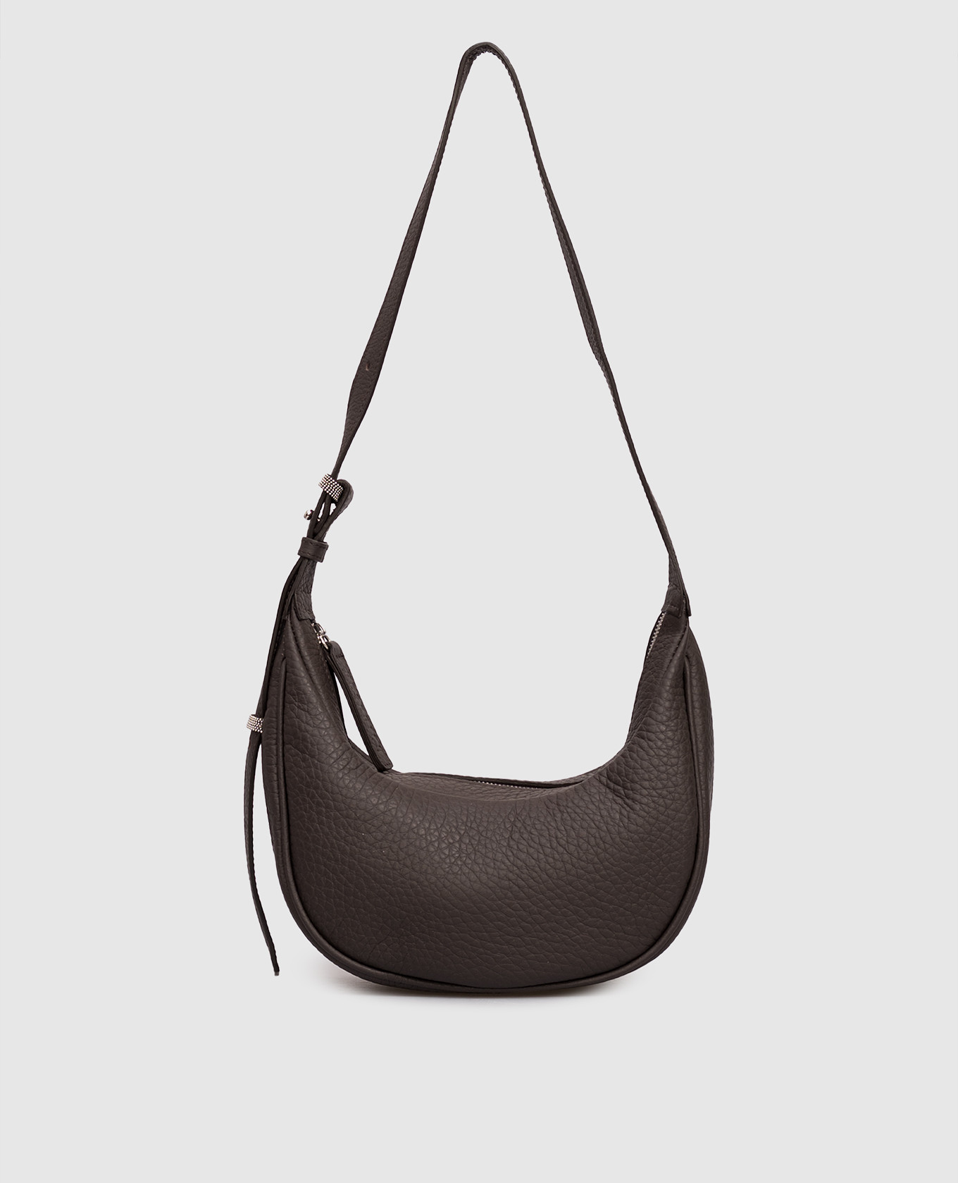 

Brown leather hobo bag with monil chain Peserico