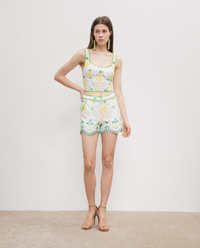 Charo Ruiz White linen Mason shorts with broderie embroidery 244500