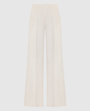 Twinset Beige linen flared pants with logo 241TT2104