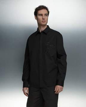 Off-White Black shirt with openwork logo embroidery OMGE040S24FAB004