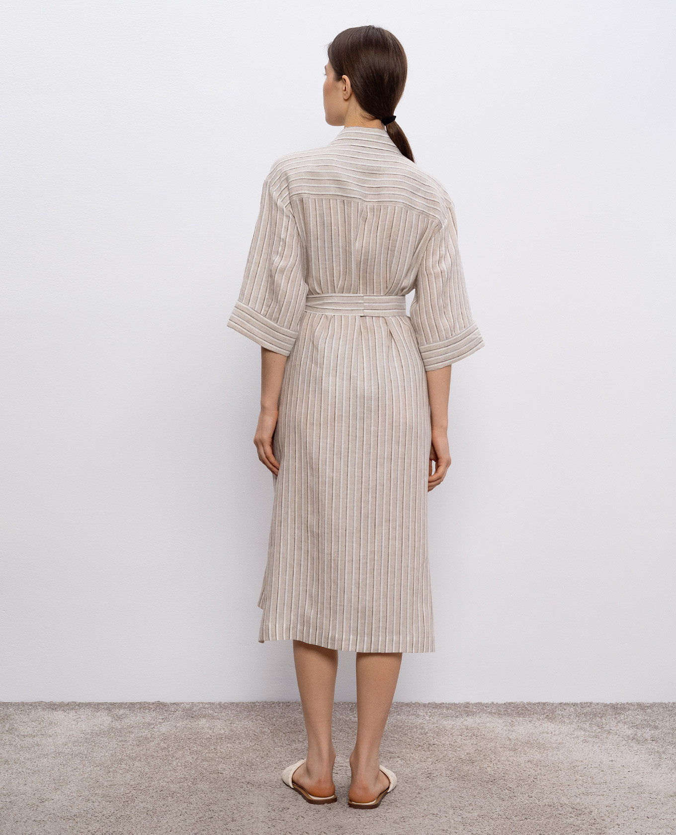 

Beige striped linen shirt dress Peserico