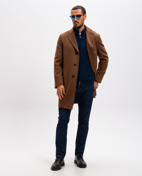 Cashmere&Whiskey Blue patterned merino wool cardigan CH08