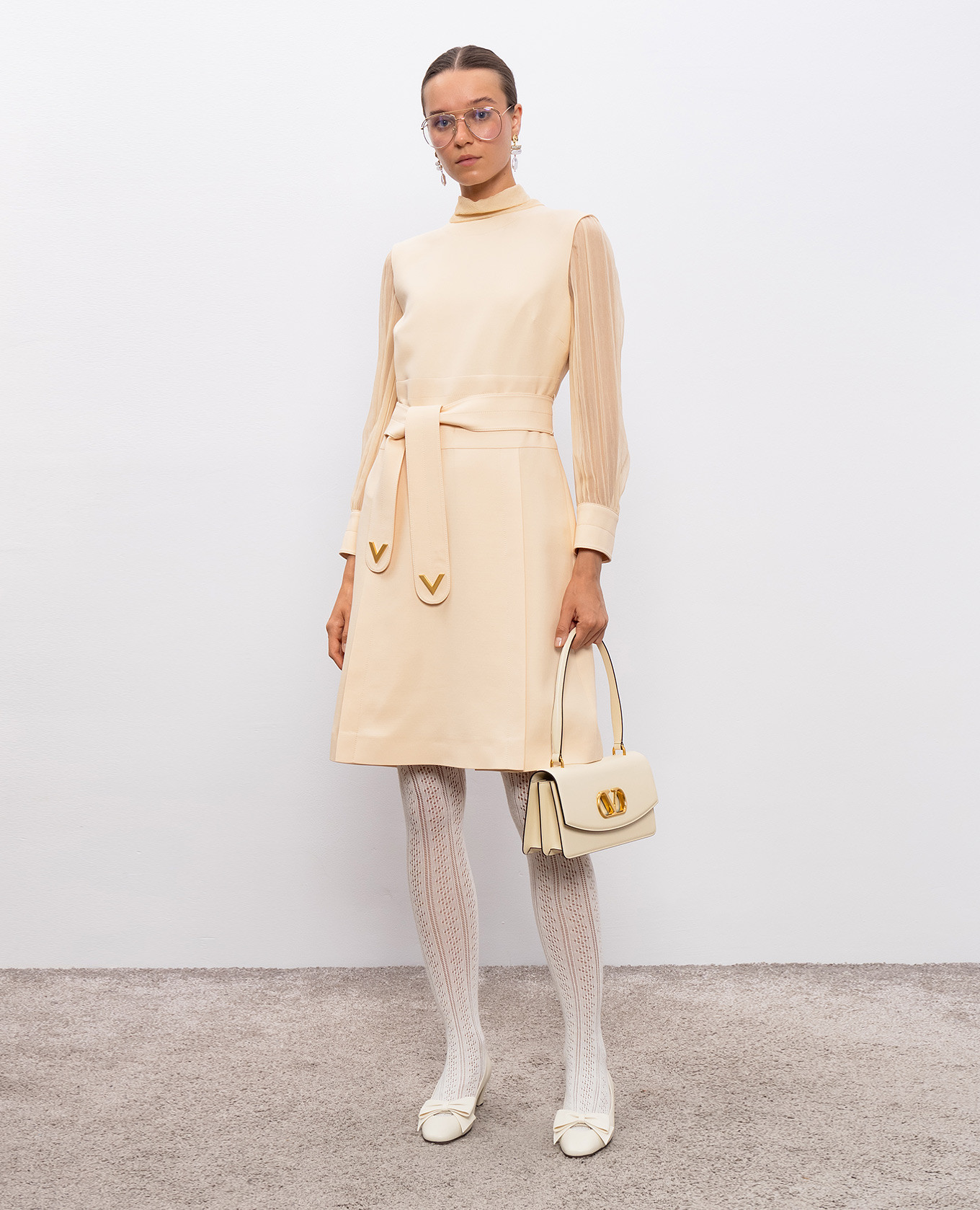 Beige wool and silk dress Valentino 2