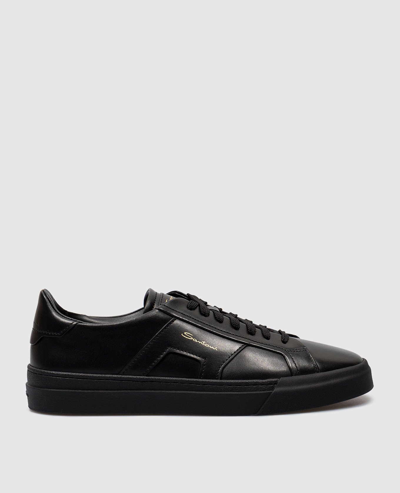 

Black leather trainers with logo Santoni