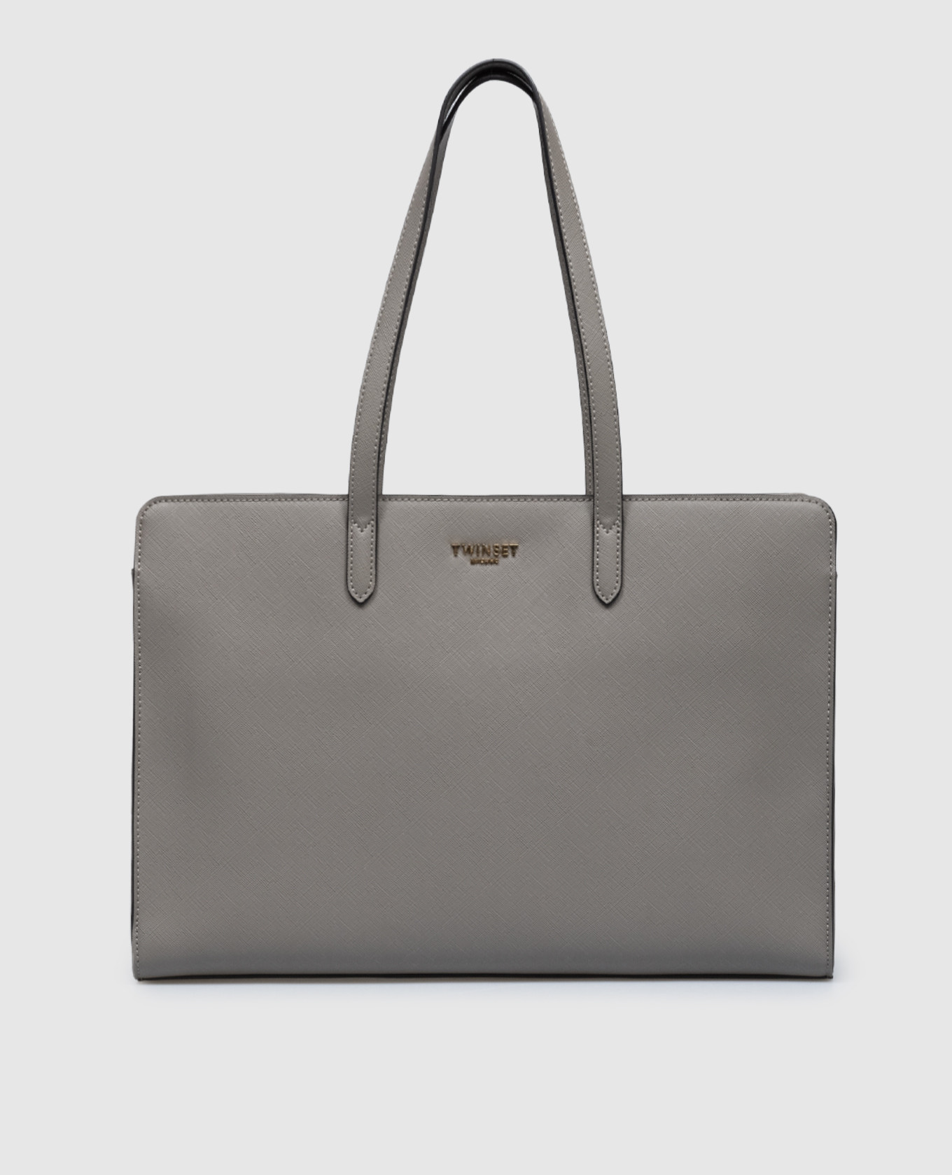 

Gray tote bag with metallic logo Twinset, Серый