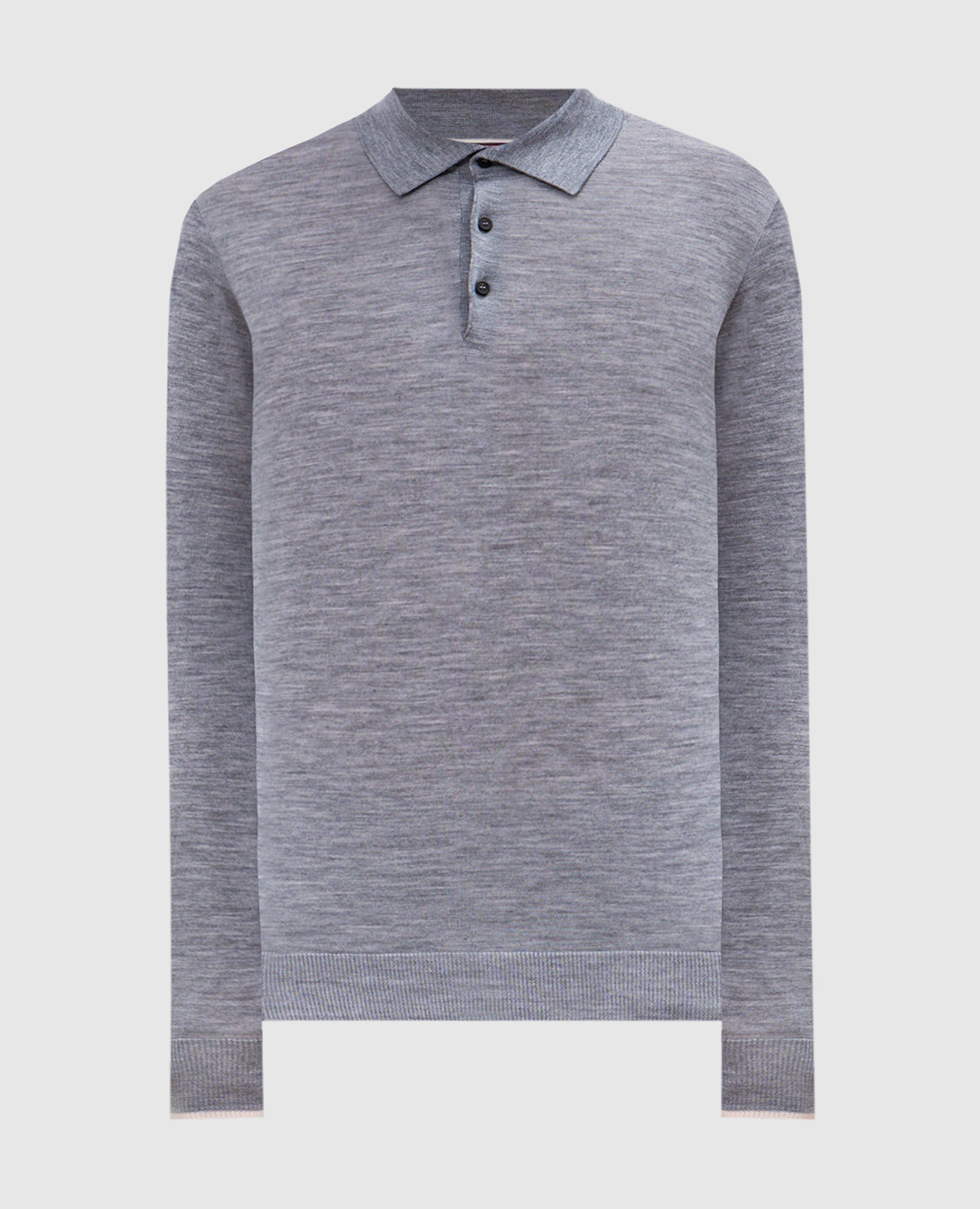 

Gray melange wool polo shirt Peserico, Grey