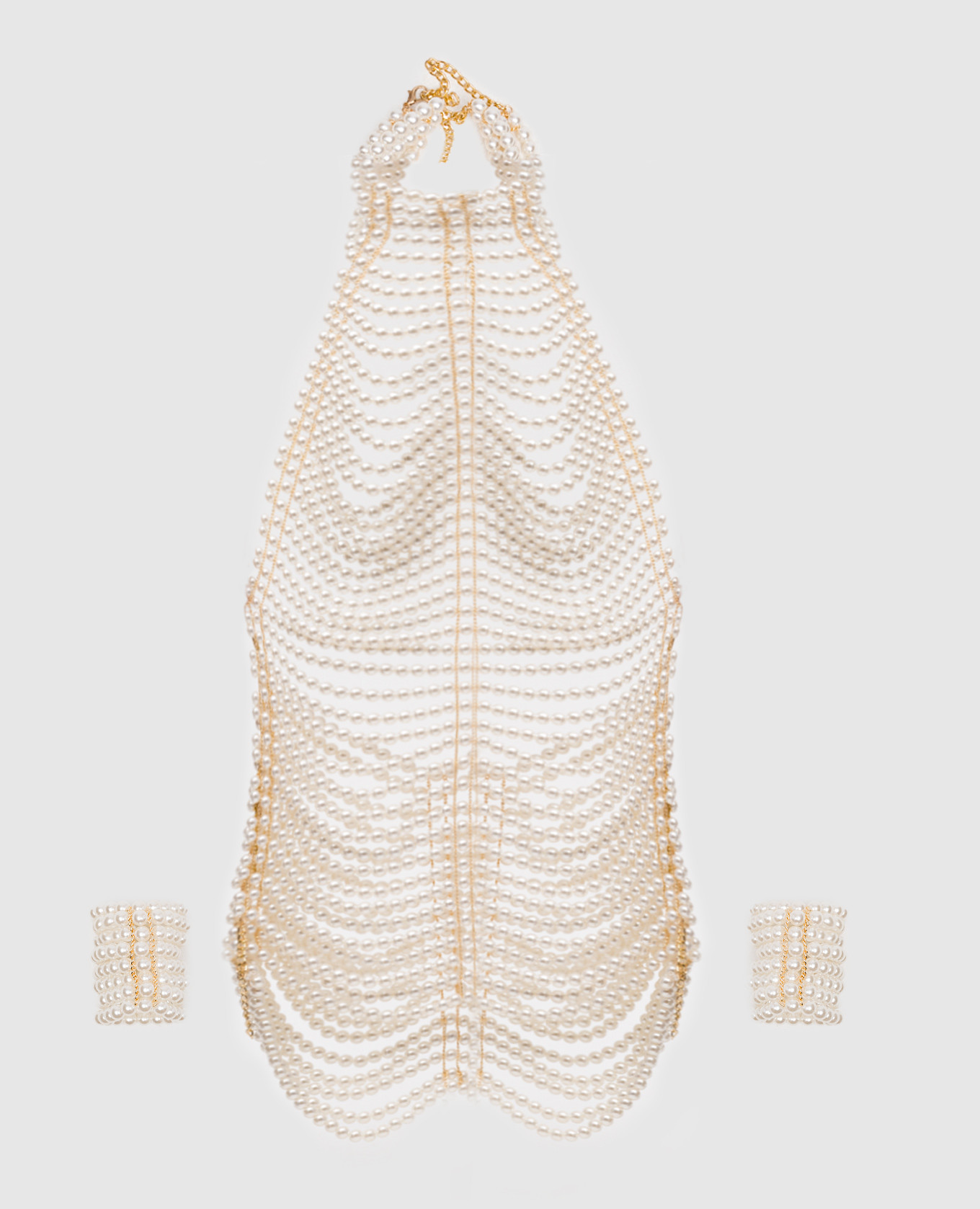

White dress with pearl beads Santa Brands