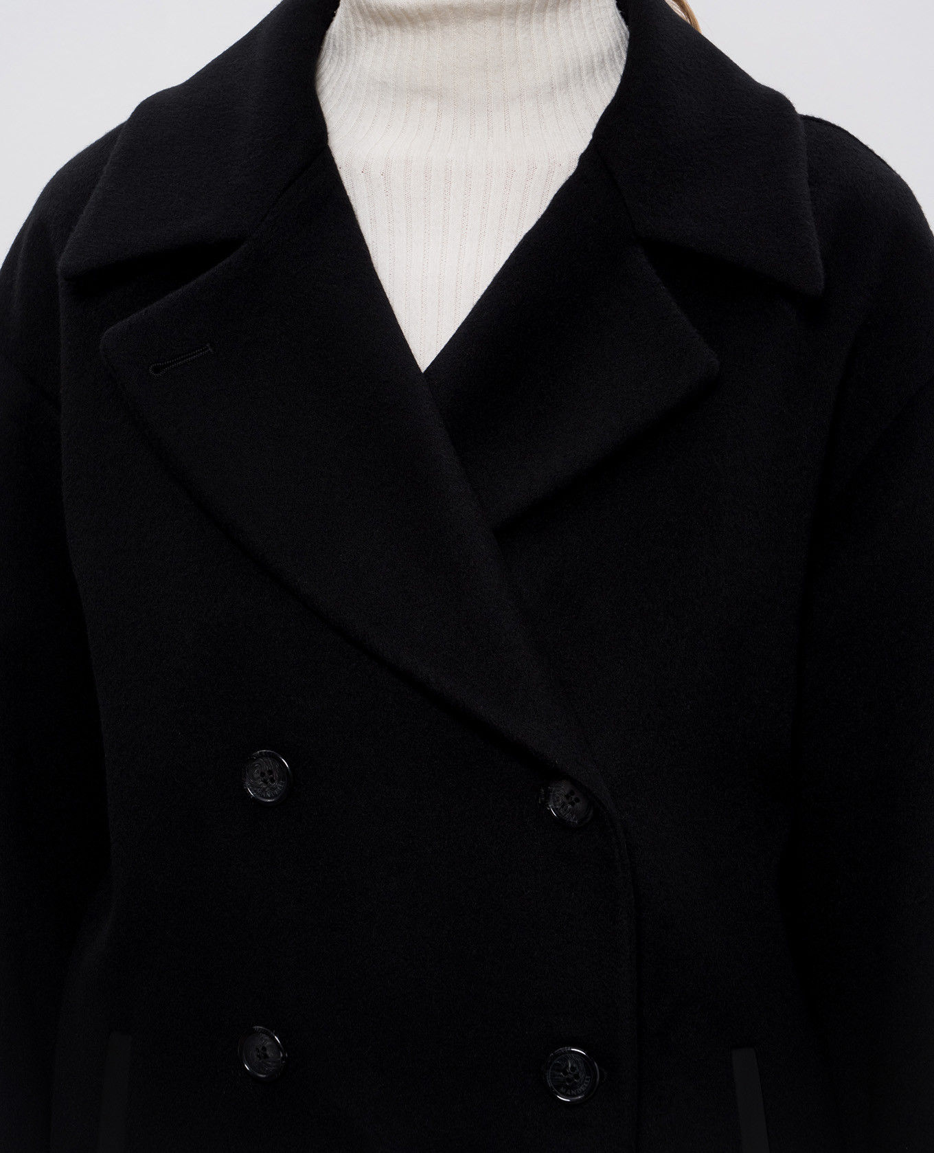 

Black double-breasted wool and cashmere coat Enrico Mandelli