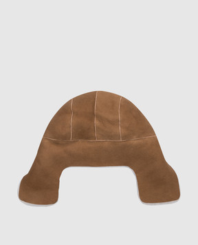 Yves Salomon Enfant Children's brown suede cap with ears 25WEA604XXMSCP