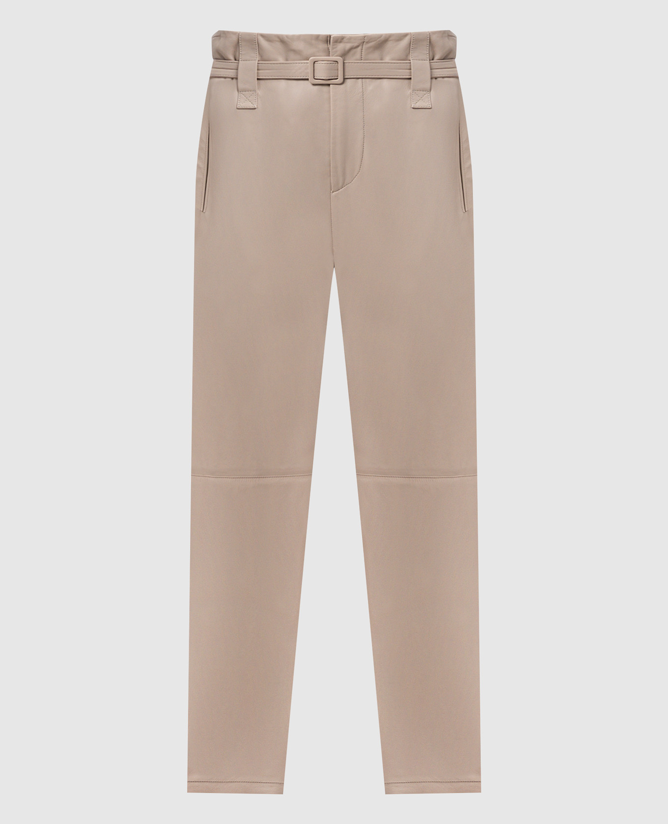 

Erin High Rise Leather Pants In Light Beige Simonetta Ravizza