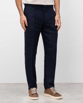Agnona Blue linen pants T709U1YU3014
