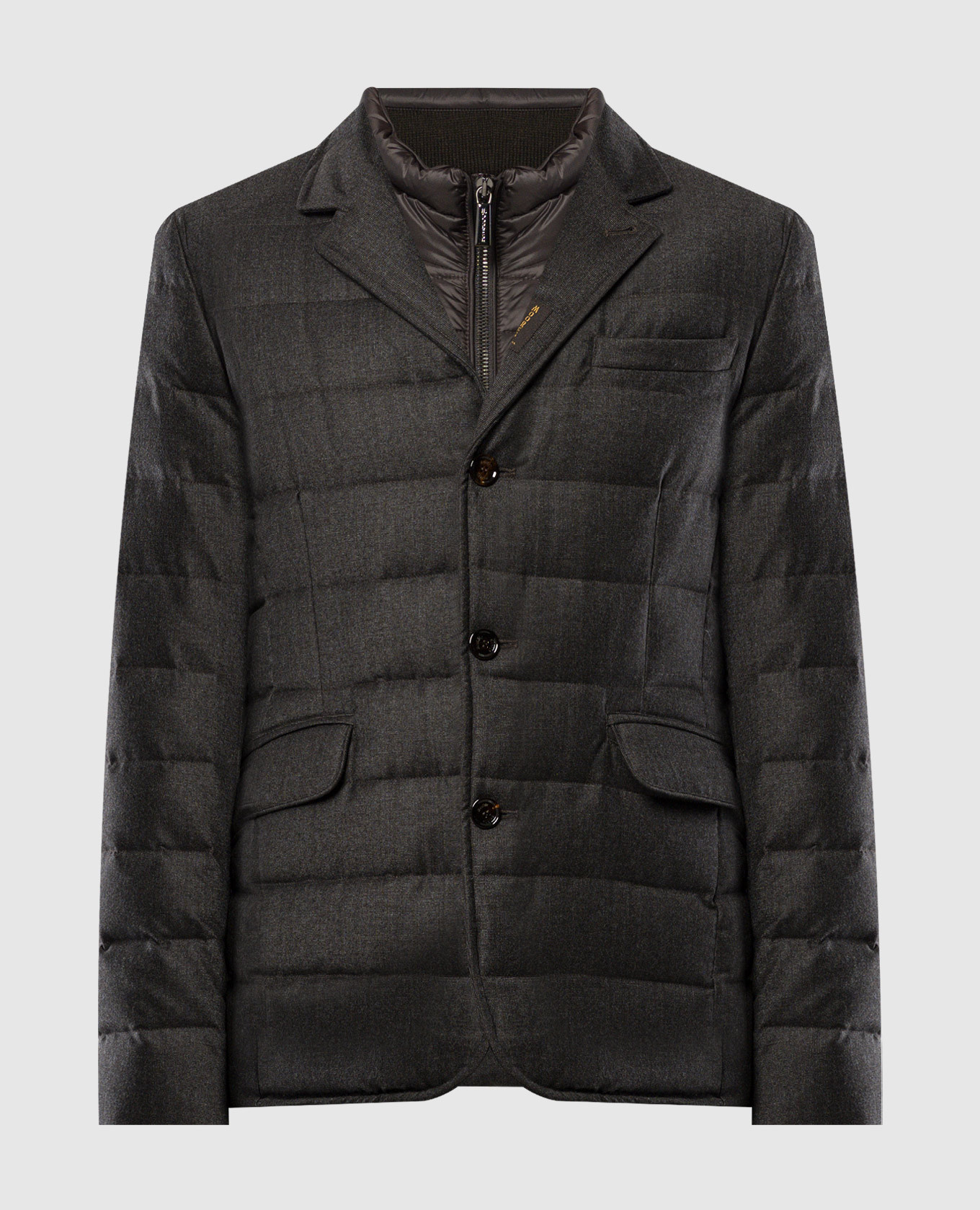 Brown nomos down jacket made of wool moorer