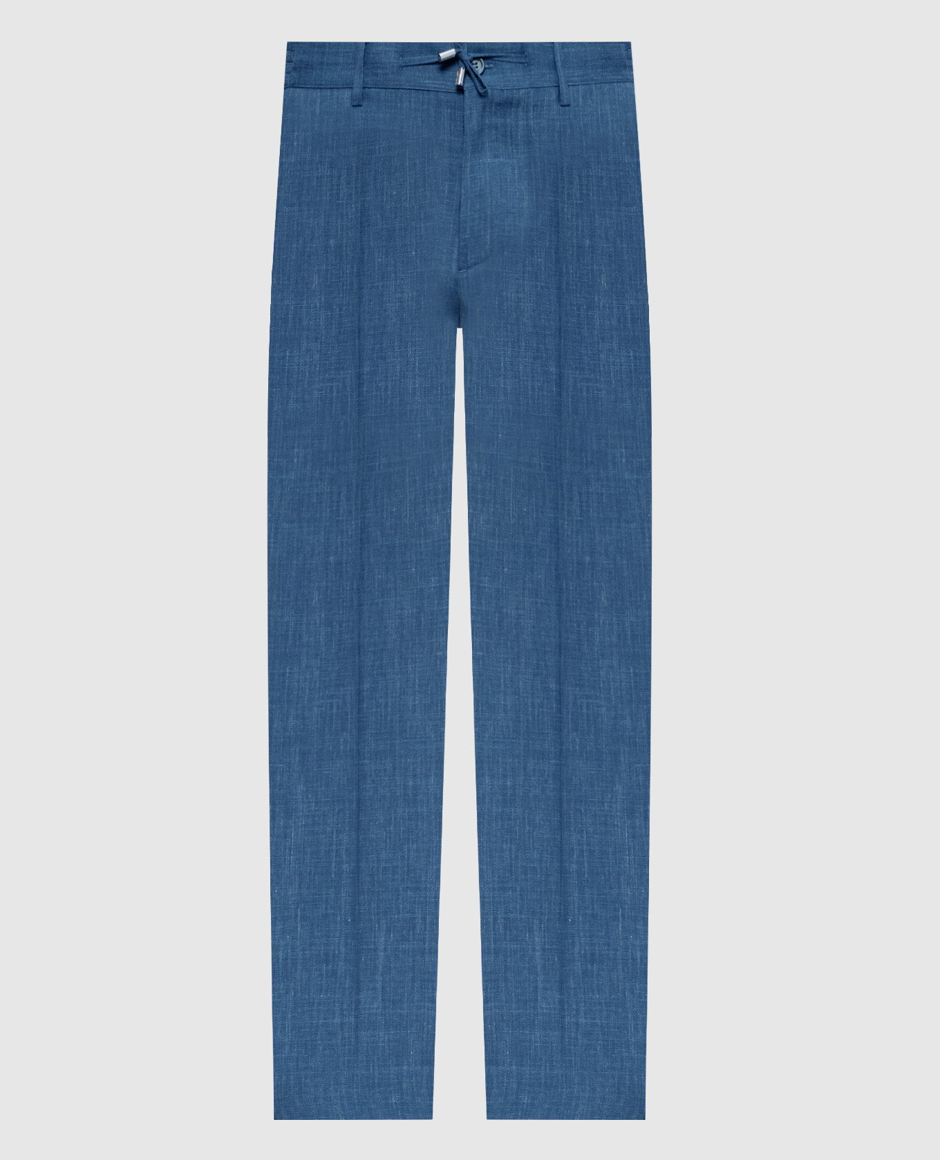 Blue linen, wool and silk trousers with logo Stefano Ricci