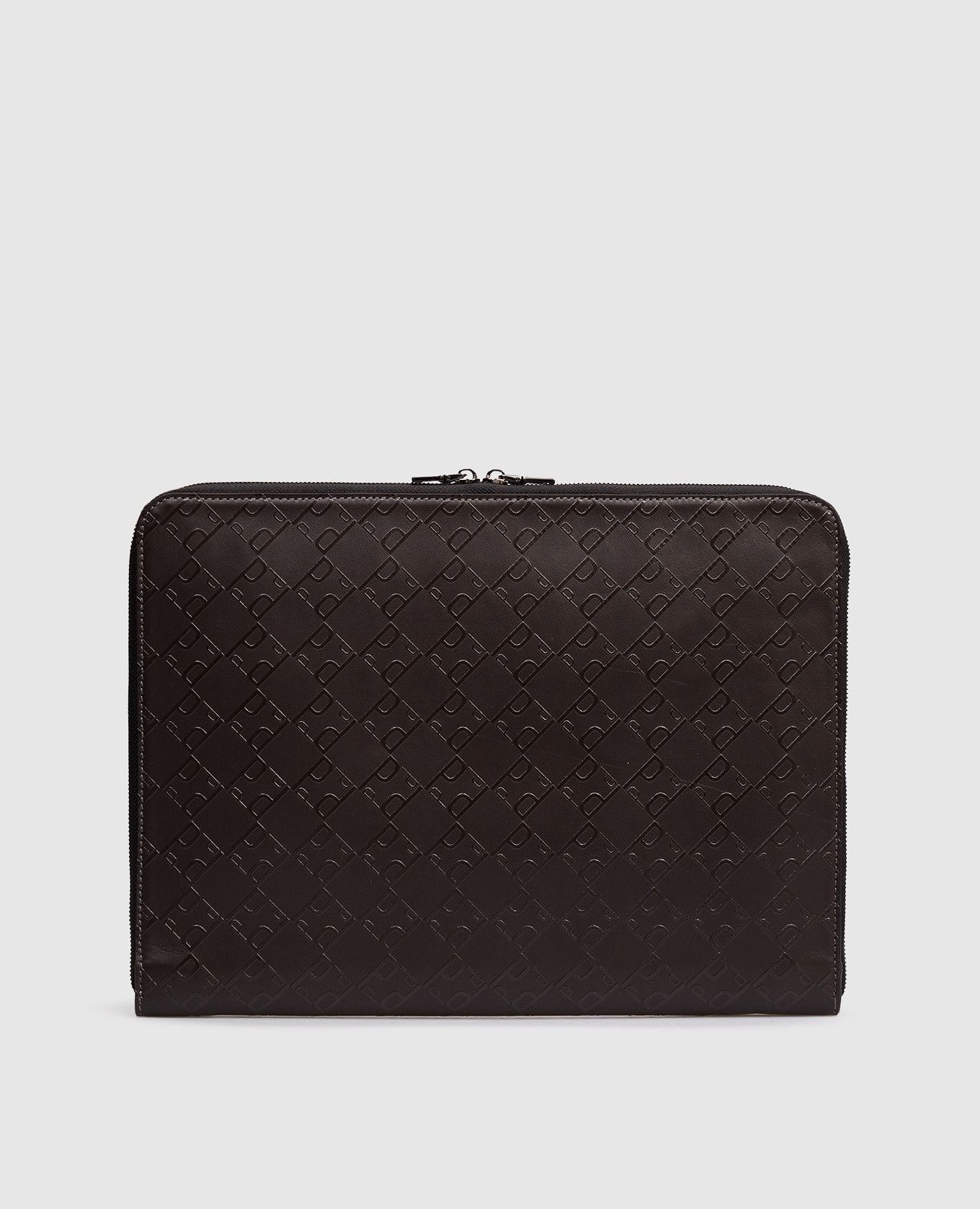 Brown leather document folder with branded print Peserico