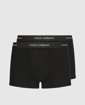Dolce&Gabbana Set of black ribbed boxer briefs with logo M9D87JONN96