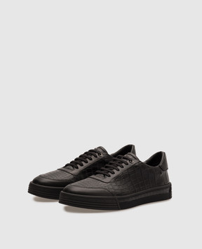 Stefano Ricci Black croc sneakers with logo monogram UV23G6567WYCS