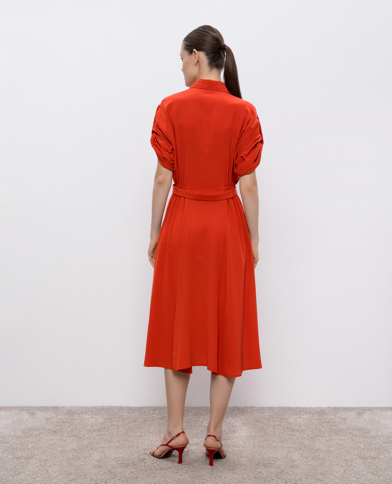 Red silk shirt dress Ermanno Scervino 4