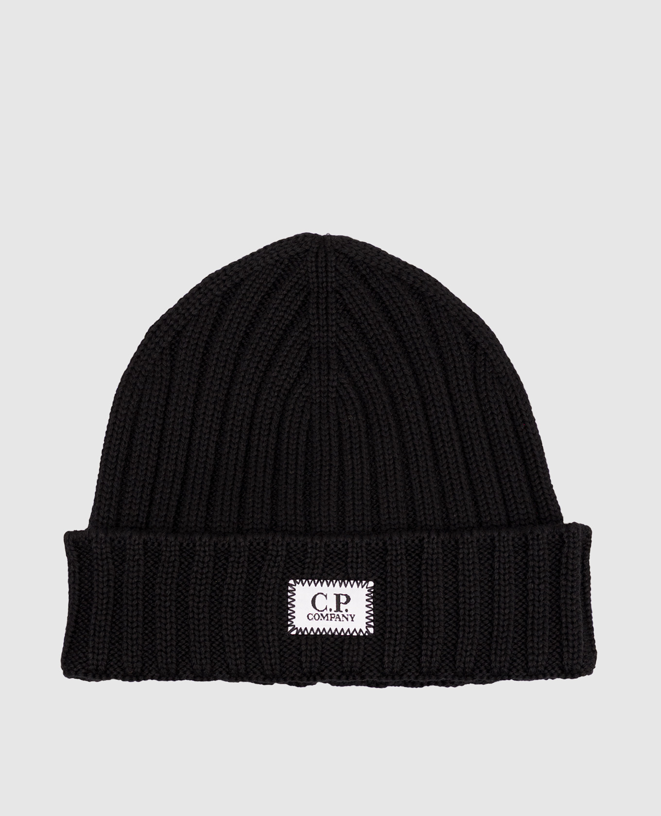 Black wool hat with logo C.P. Company