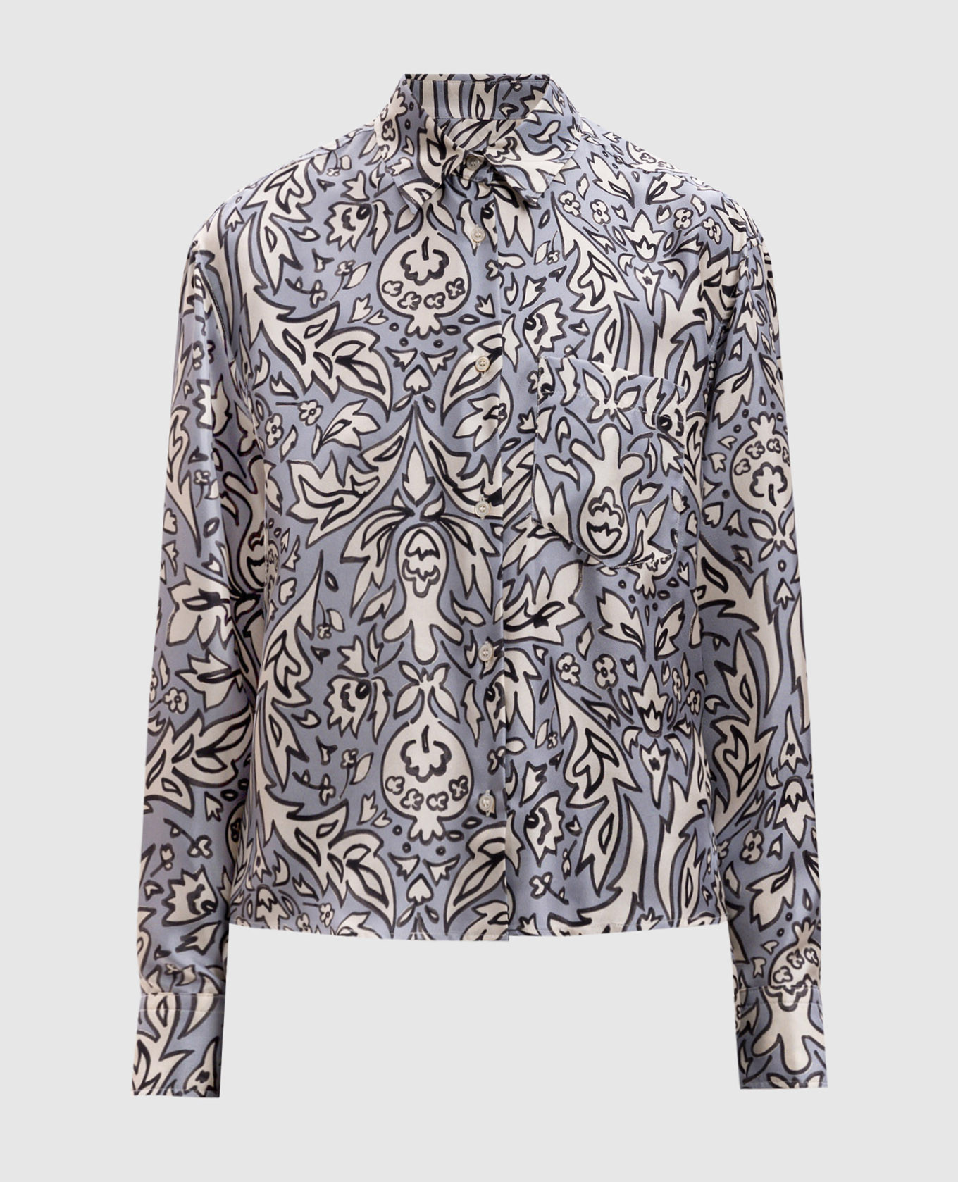 MENFASI blue silk blouse with floral print Max Mara Weekend