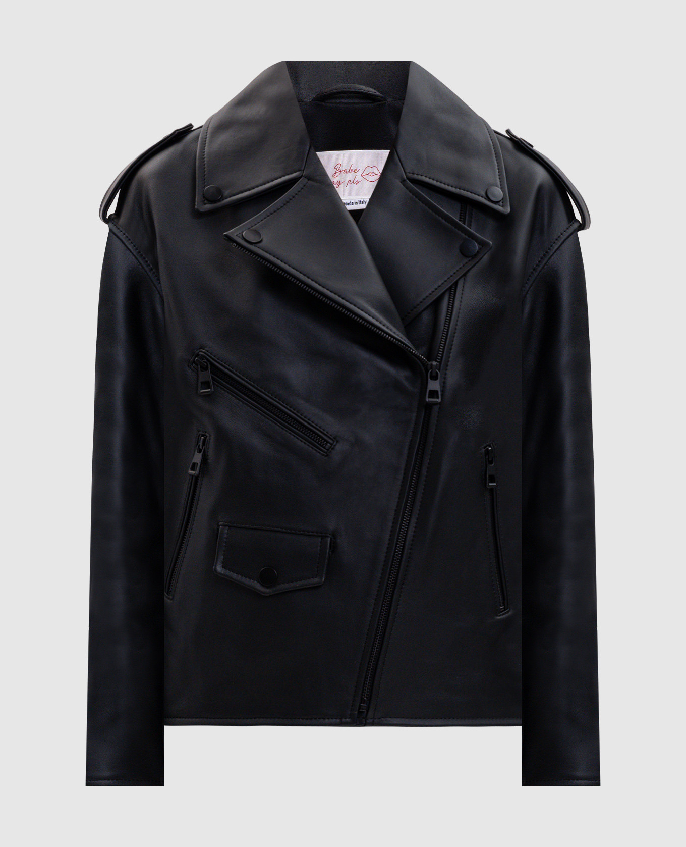 

Black leather biker jacket Babe Pay Pls