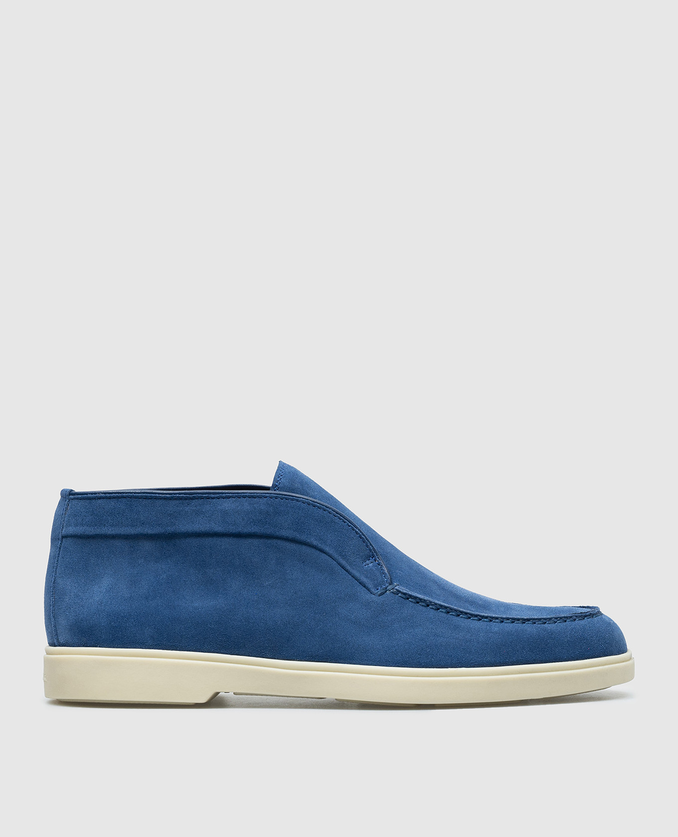 

Blue suede deserts with textured logo Santoni