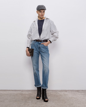 Brunello Cucinelli Blue T-shirt with a monil chain MPT81EC710