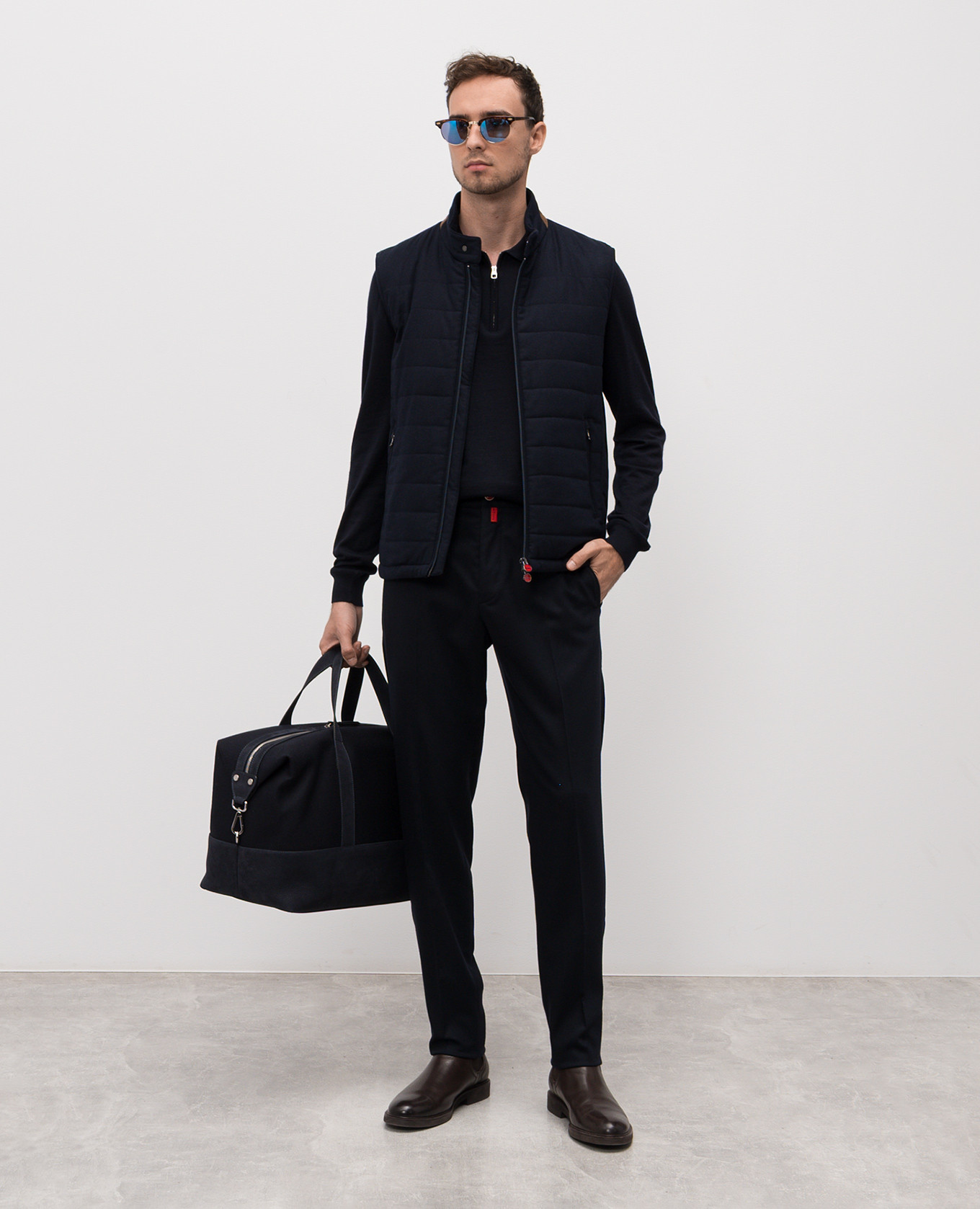 

Blue wool polo shirt Brett Johnson