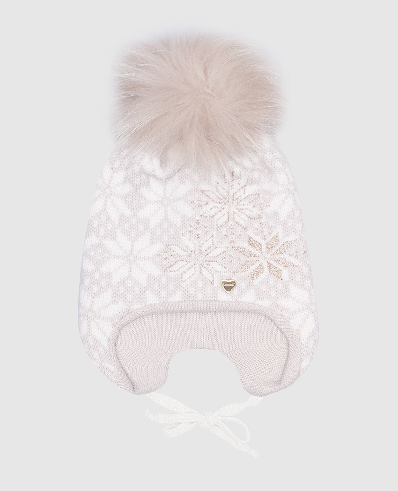

Baby's pink hat made of wool with fur and crystals Il Trenino, Розовый