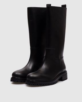 Off-White Black leather boots with logo OWIE044C99LEA001