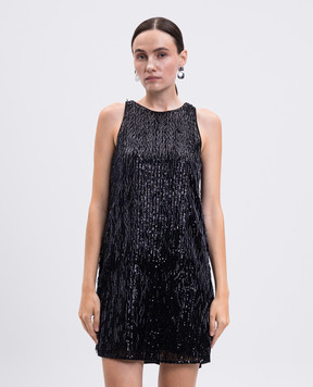 Twinset Black mini dress with sequins and scrawl 252TP2370