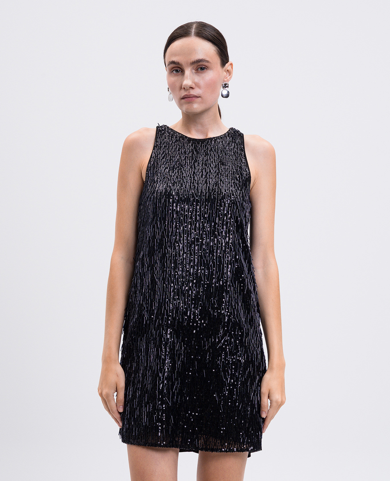 Black mini dress with sequins and scrawl Twinset 3