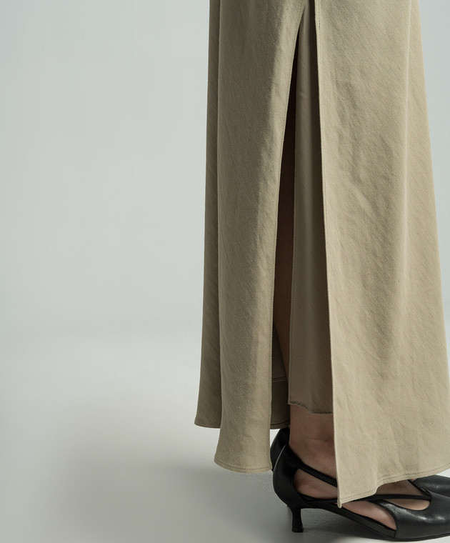 Brunello Cucinelli - Beige skirt with linen with slits