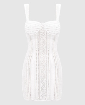 Charo Ruiz Selene white mini dress with lace 255600