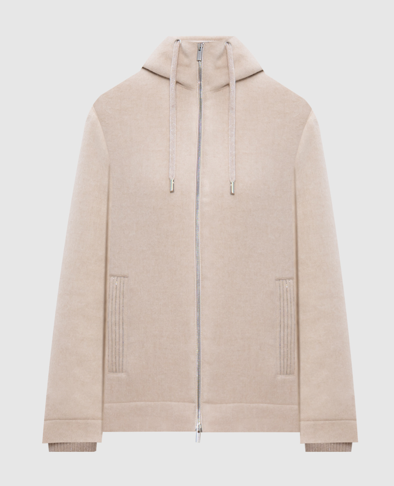 Beige down jacket with wool with monil chain peserico