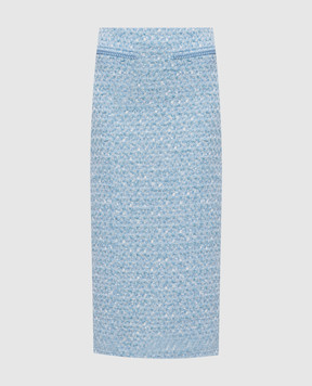 Rowen Rose Blue tweed midi skirt SKRRR241