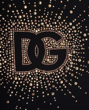 Dolce&Gabbana Children's black t-shirt with crystals L5JTNKG7N6B812+