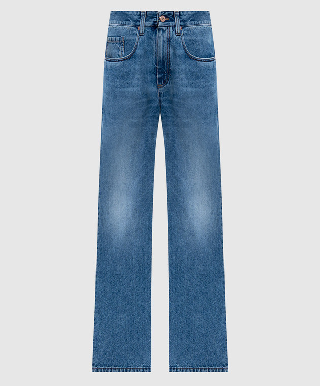 デニム・ジーパン BRUNELLO CUCINELLI 'Monile' denim jeans Blue MA095P5847 Brunello Cucinelli - Blue jeans with monil chain MA095P5847
