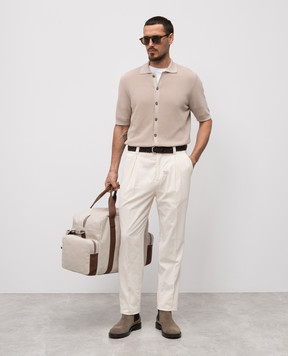 Brunello Cucinelli Beige corduroy pants with logo M279D3030F
