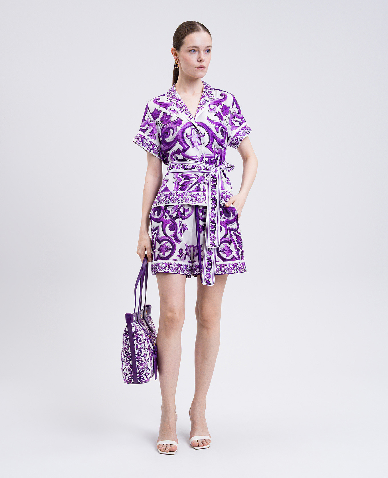 White printed silk shorts Dolce&Gabbana 2