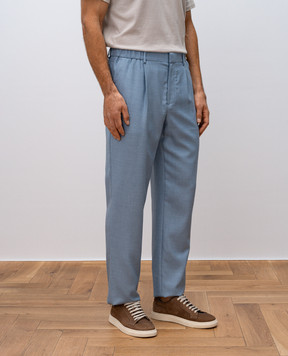 Agnona Blue silk and wool pants T709U3YU4040