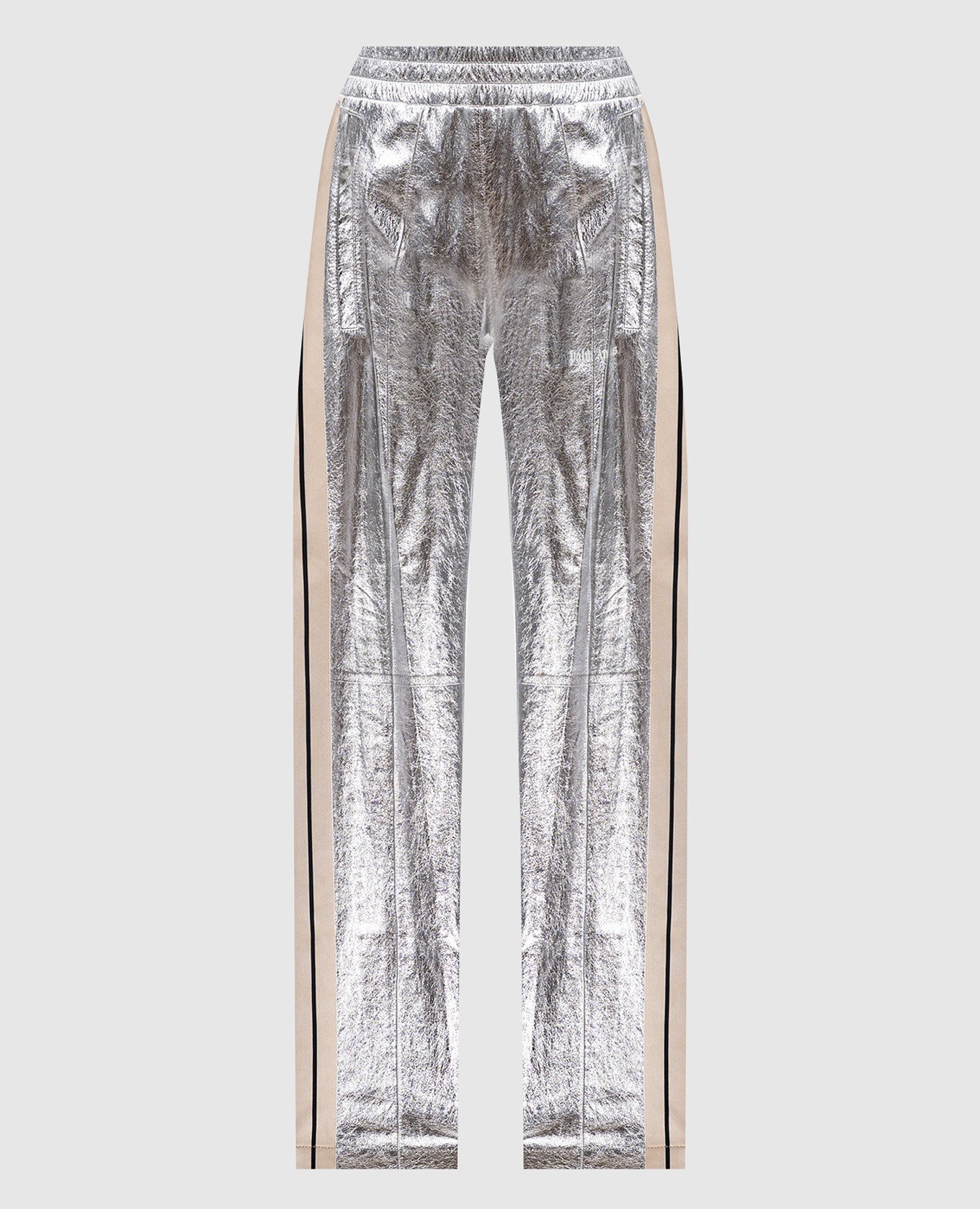 

Silver leather pants with stripes Palm Angels